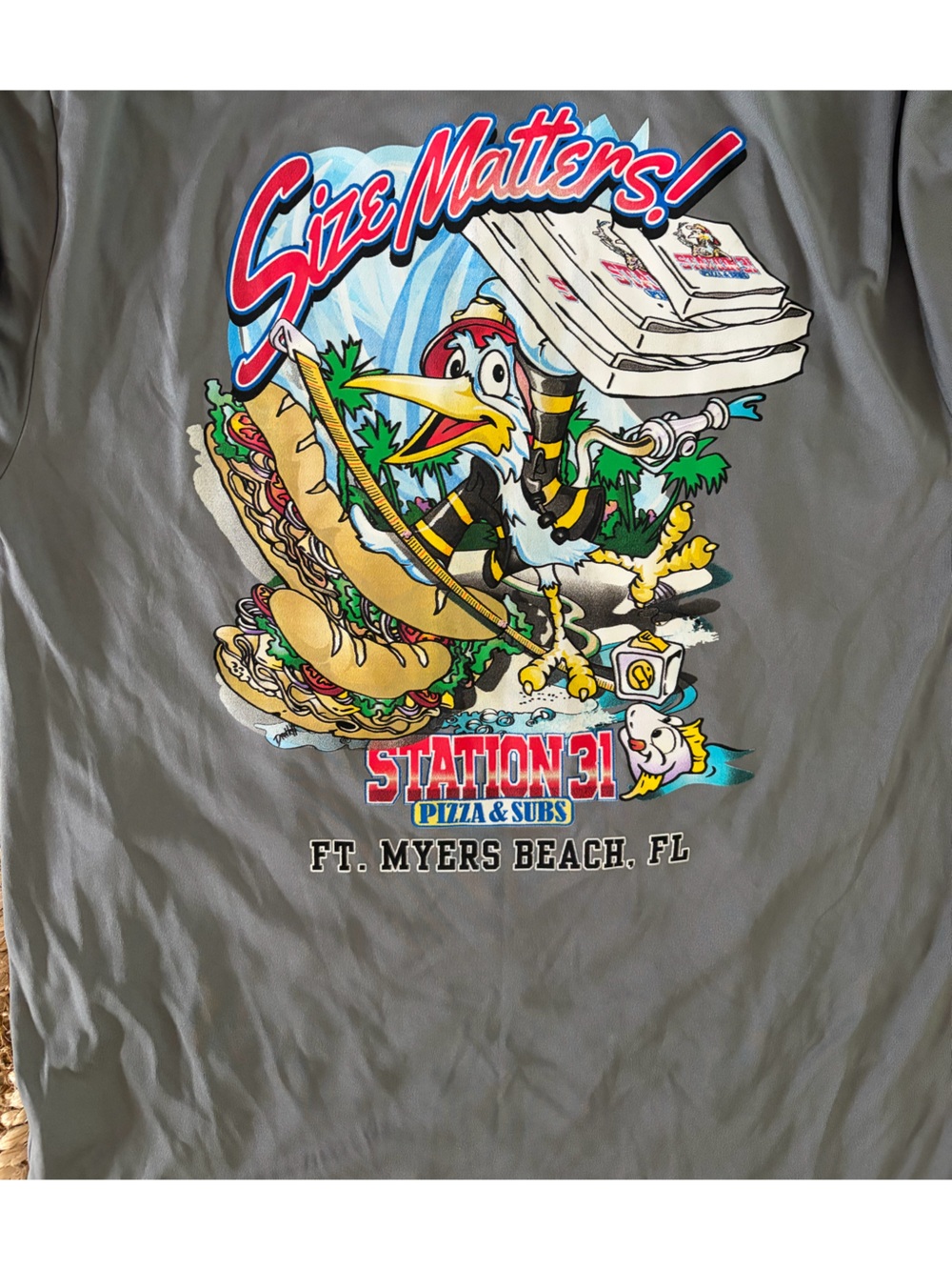 'Size Matters' Gray Long Sleeve Tee - Ft. Myers Beach